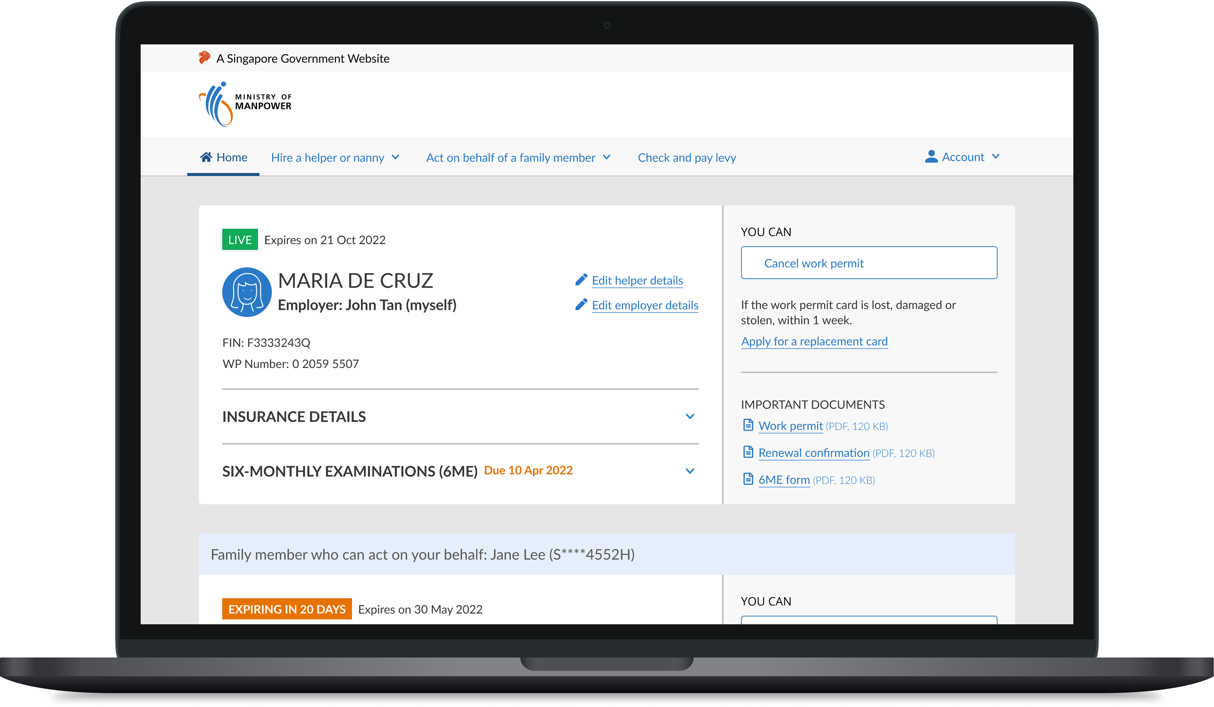 Migrant Domestic Worker eService screenshot